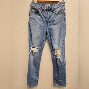 Madewell Perfect Vintage High Rise Ripped Light Blue Jeans